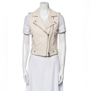 IRO Suga lamb leather moto vest in a light off-white or "bone" color 36(US 4)